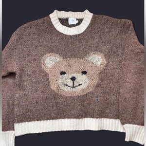 Anthropologie Luna Ivy Cozy Brown Bear Knit Sweater - Women's